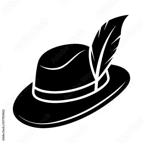 Vintage hat feather illustration traditional headwear design silhouette