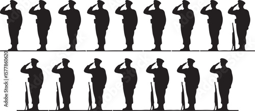 Soldiers saluting with rifles military salute