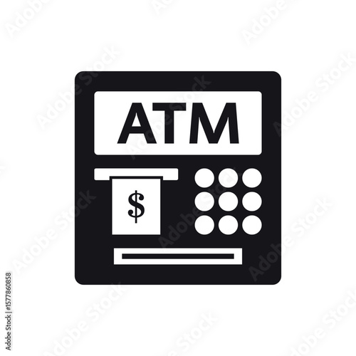 ATM icon, Automated teller machine vector icon for banking apps and websites.