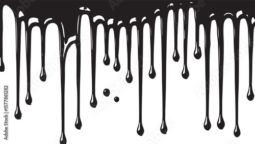 Black liquid drips on white background viscous flowing