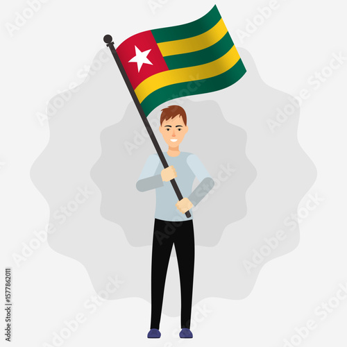 Happy Man Holding Togo Flag