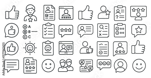 Collection of icons that include thumbs up, thumbs down, and smiley faces. These icons are used to convey approval, disapproval, and happiness, respectively