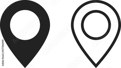 イラスト素材：かわいいマップのピンのアイコン　 pin point. pin location icons.