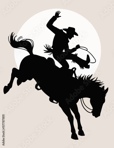 Vintage Western Cowboy on Horseback – Classic Rodeo Sketch with Lasso and Hat in Rustic Style	