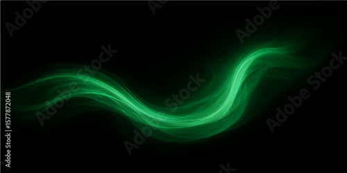 Flowing Neon Green Light Curve on Black Background – Dynamic Abstract Futuristic Stream Design