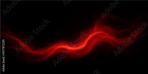 Vivid Red Glowing Flame-Like Wave on Black Background with Digital Blur Effect
