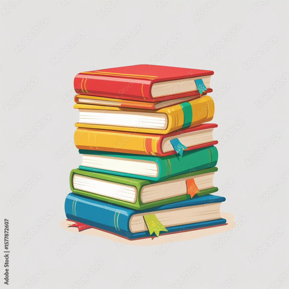 World book day. Stack of books, glasses, vertical books and coffee isolated on a white background. Set of hand drawn educational vector illustrations. Every illustration is isolated World book day. Stack of books, glasses, vertical books and coffee isolated on a white background. Set of hand drawn educational vector illustrations. Every illustration is isolated