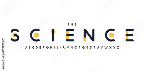 Science technology font, futuristic alphabet for scientific headline, medical digital product logo, display device typography, app UI typographic design. Modern vector typeset.