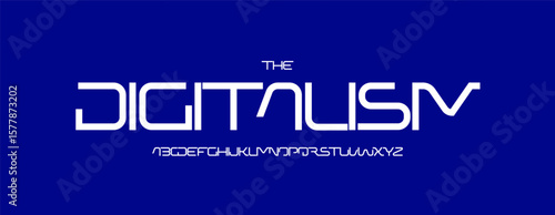Futuristic techno logo font, rounded sci-fi alphabet. Sleek digital typeface for cyber UI, space headline, tech branding, gaming HUD, innovation interface, geometric typographic. Vector typography