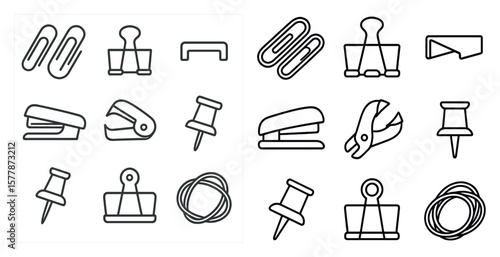 The image is of various office supplies, including a stapler, paper clips, and a hole punch