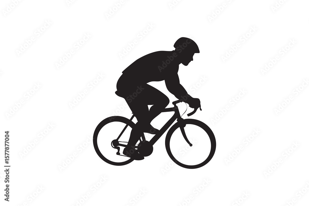 Obraz premium Silhouette of a Cyclist Riding a Road Bike on White Background