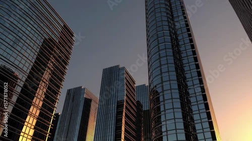 Wallpaper Mural Sun Shining Over Business Center from Morning to Evening Time-lapse. Modern Downtown Skyscrapers Moving Sun Light Abstract Beautiful 3d Animation Torontodigital.ca