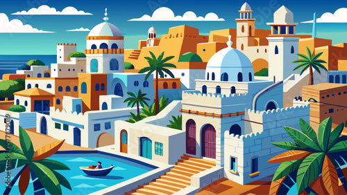 Tripoli, Libya – Mediterranean sea breeze flows through white buildings and palm-fringed avenues. Mosques and arches mark this ancient yet evolving North African city.
