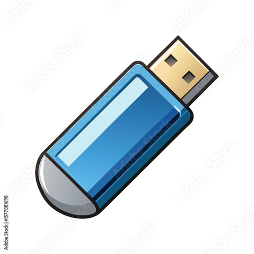 USB flash drive isolated on white background simple vector illustration