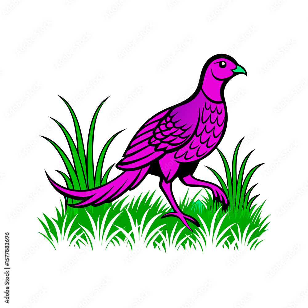 Fototapeta premium pheasant running through grass