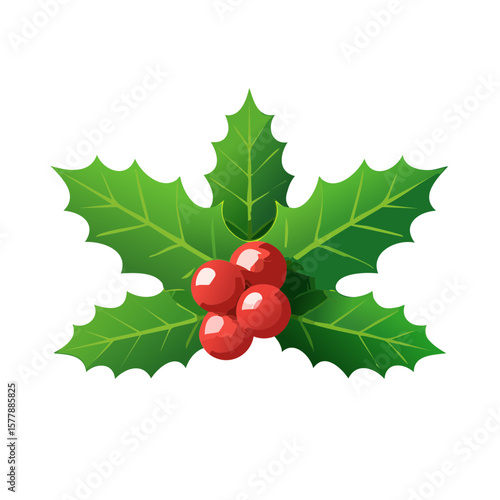 Christmas Holly Icon Isolat...