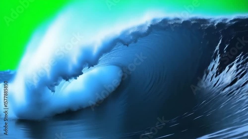 Wallpaper Mural Big Ocean Wave on a Green Screen Background - AI Generated Torontodigital.ca