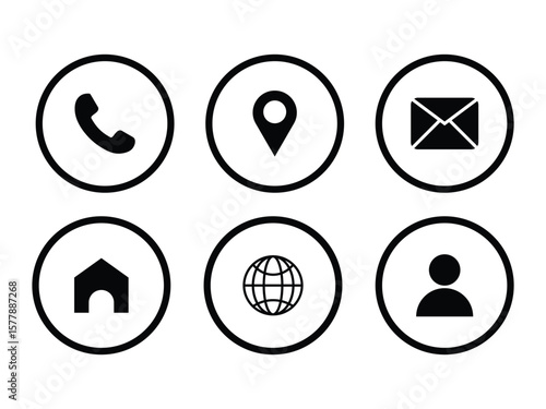 Contact icons. Contact sign vector set. Telephone number symbol. Email logo. Mail envelope sign. Location address symbol