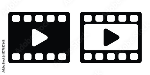 Movie flim player icon vector. media play symbol vector isolated on white background