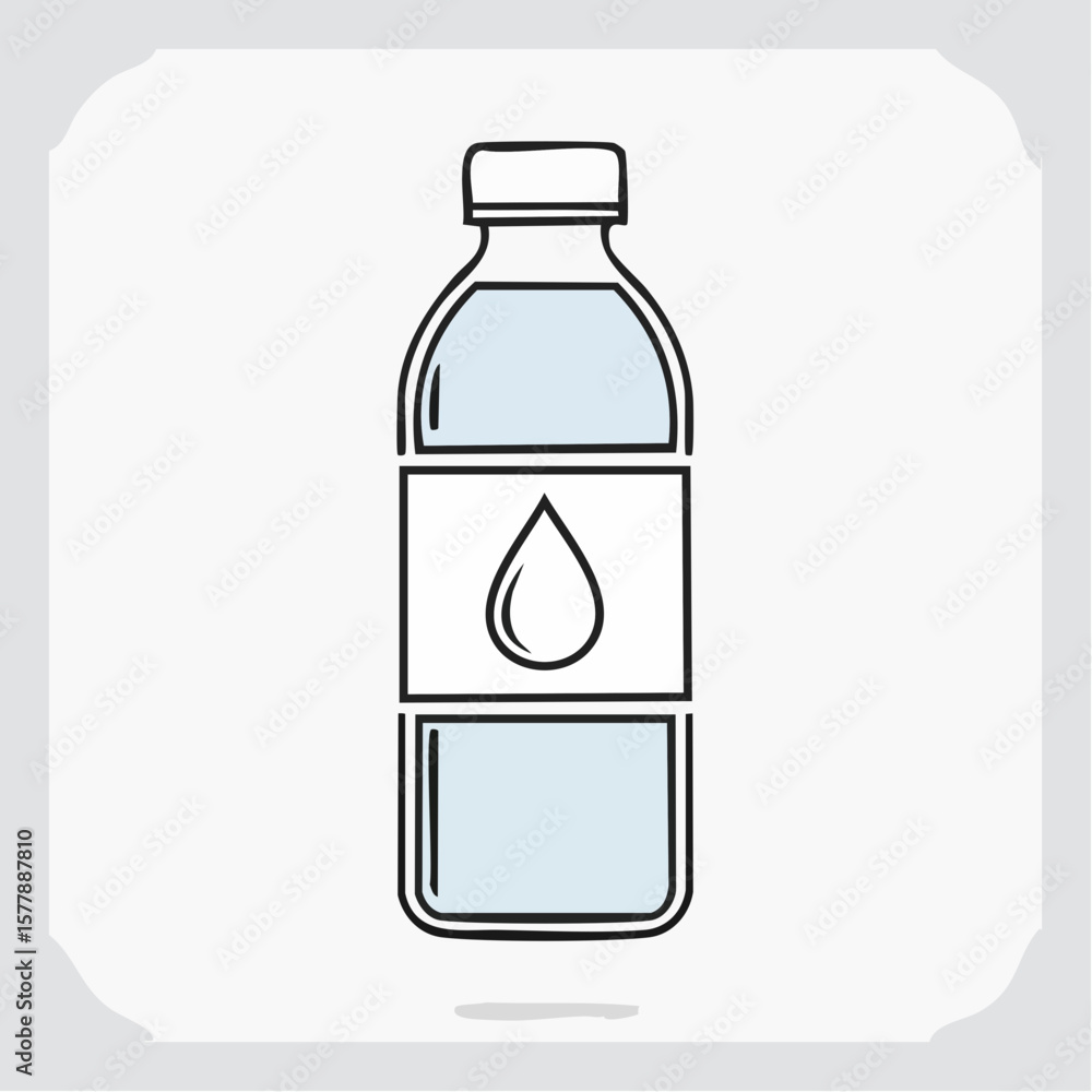 Stylized Water Bottle Illustration with a Prominent Water Drop Icon Stylized Water Bottle Illustration with a Prominent Water Drop Icon