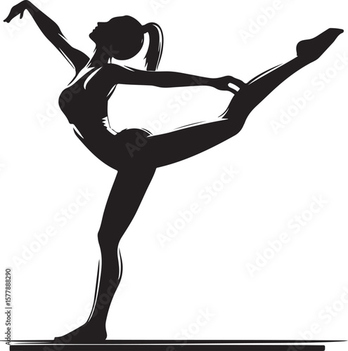 Elegant Yoga Dancer Silhouette in a Balancing Pose Artistic and Expressive Design silhouette