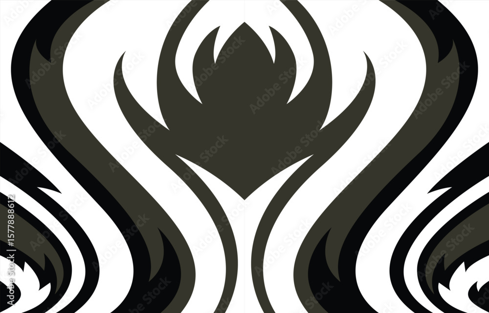 Fototapeta premium Abstract black and white background with spikes and zigzag lines template