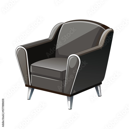 Black leather office armchair, a comfortable classic furniture piece, isolated on white