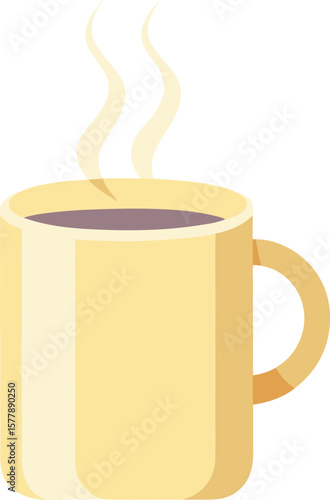 A steaming cup of coffee in a pale yellow mug, perfect for a cozy morning or afternoon break.