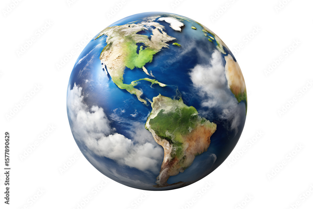 Fototapeta premium The planet earth with clouds is isolated on transparent background