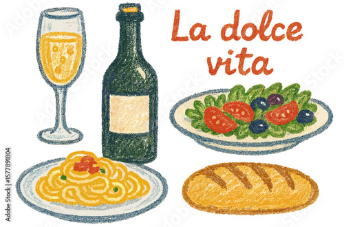 Enjoying la dolce vita with delicious food and drinks in a cozy setting during a sunny afternoon