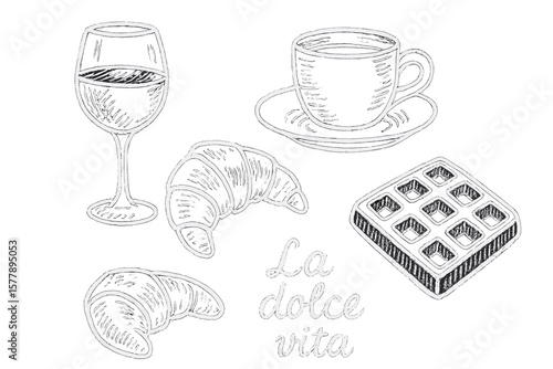 Sweet treats and elegant drinks create a delightful dining experience in a charming cafe setting