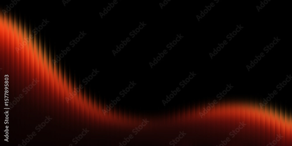 Naklejka premium Orange wavy gradient on black background with fractal glass texture. wave pattern. banner. background. semicircle. red yellow.