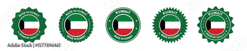 kuwait product label set. kuwait flag, premium made in kuwait . Labels, seals, stamps, flags, icons