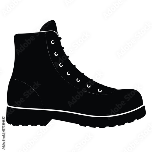 Black high top hiking boot silhouette footwear