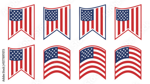Patriotic banners red white blue stars stripes american flag