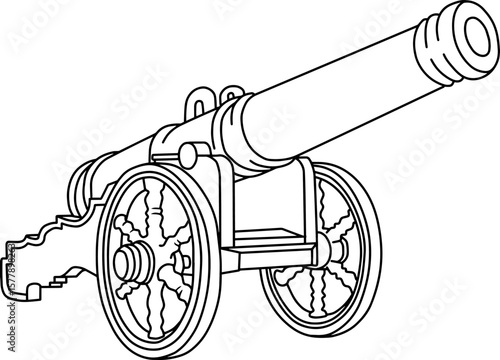 cannon line vector illustration isolated on white background