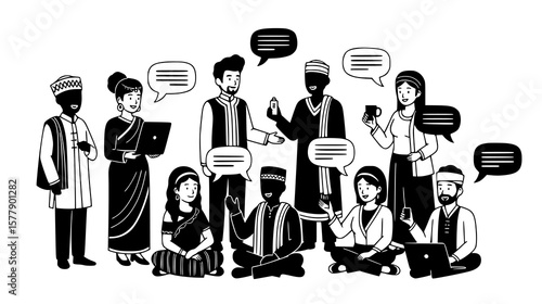Diverse group of people communicating
