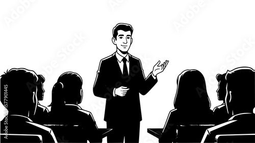 Confident businessman presenting to attentive audience