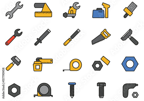 Construction Icon Tools Essential Elements for Building and Repair Projects