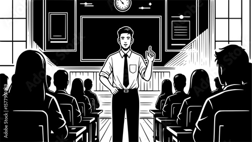 Teacher presenting lesson to students in classroom setting