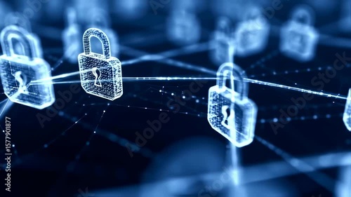 Cyber Security Network:  Digital Locks & Data Protection in a Dynamic Visual