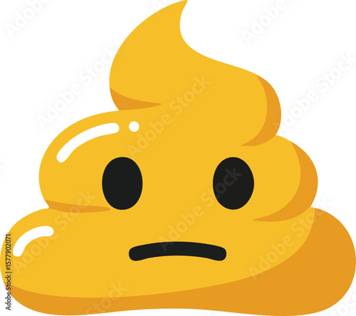 Sad yellow poop emoji with glossy effect vector illustration for digital communication and expression 