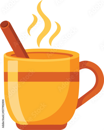 Warm Autumnal Beverage in a Cozy Mug with Cinnamon Stick, Perfect for a Fall Day