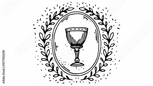 Elegant vector illustration of a trophy surrounded by decorative foliage for awards and achievements