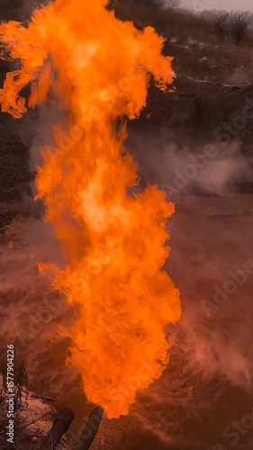 Wallpaper Mural Ukraine, engineers at the Shebelinka gas field release and ignite problem gas and gas condensate into a special pit - a barn for safety Torontodigital.ca