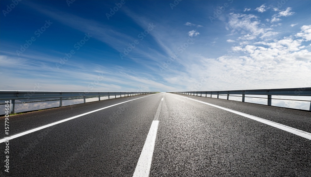 Fototapeta premium empty asphalt road under a clear sky with white lines on transparent background