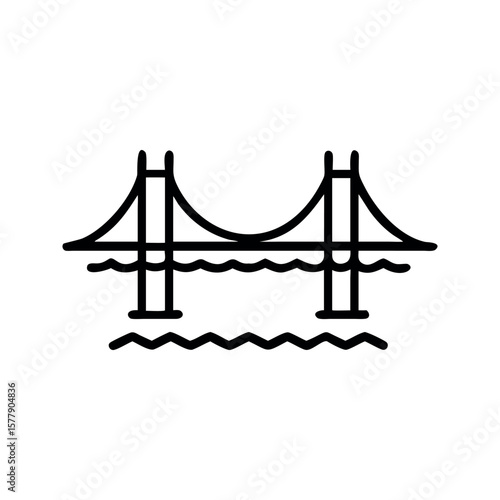 Suspension bridge over wavy water architecture waves