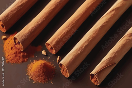 Brown cinnamon stick spice PNG, transparent isolated background. Spices, vibrant vivid colorful cooking seasoning ingredient,