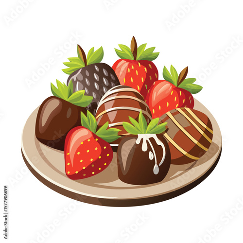 Decadent chocolate cake with fresh strawberries, a delicious and gourmet sweet dessert