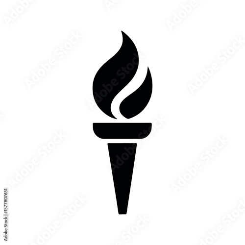 Black torch with flame fire light